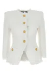 Balmain White Structured Blazer With Buttons And Pockets In White