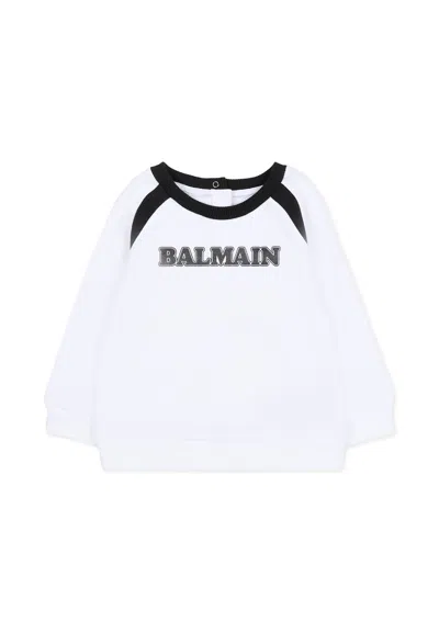 Balmain White Sweatshirt For Baby Boy With Logo