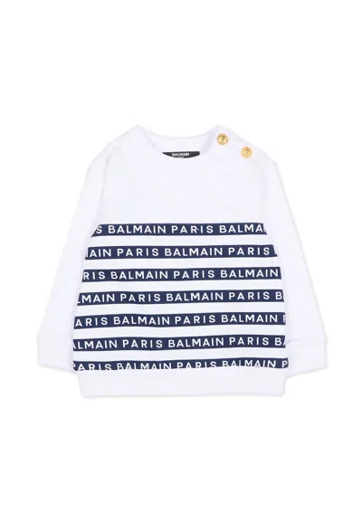 Balmain White Sweatshirt For Baby Boy With Logo