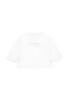 Balmain White Sweatshirt For Baby Girl With Logo In White