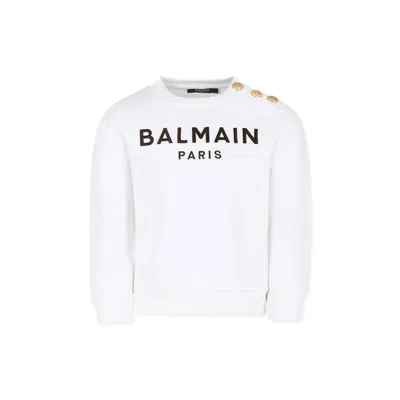 Balmain Kids' White Sweatshirt For Girl With Logo