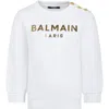 Balmain White Sweatshirt For Girl With Logo In White