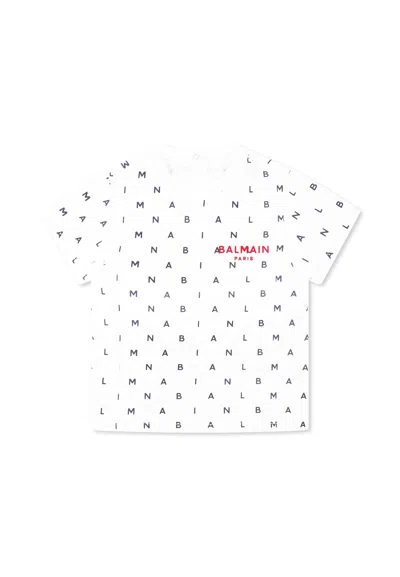 Balmain White T-shirt For Babykids With Logo