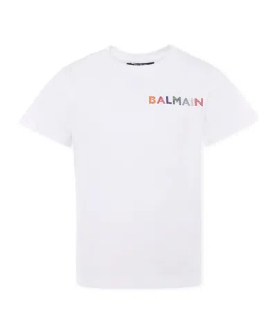 Balmain White T-shirt For Kids With Logo