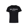 Balmain White T-shirt For Kids With Logo In Black
