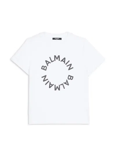 Balmain Kids' White T-shirt With Circular Logo