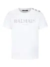 Balmain White T-shirt With Silver Buttons And Logo