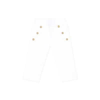 BALMAIN WHITE TROUSERS FOR BABY GIRL WITH LOGO