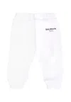 Balmain White Trousers For Babykids With Logo In White