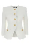 Balmain White Structured Blazer With Buttons And Pockets In White