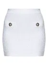 Balmain White Tweed Mini Skirt In White