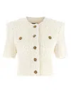 Balmain Cardigan Tweed Plumetis Sweaters And Cardigans White In White