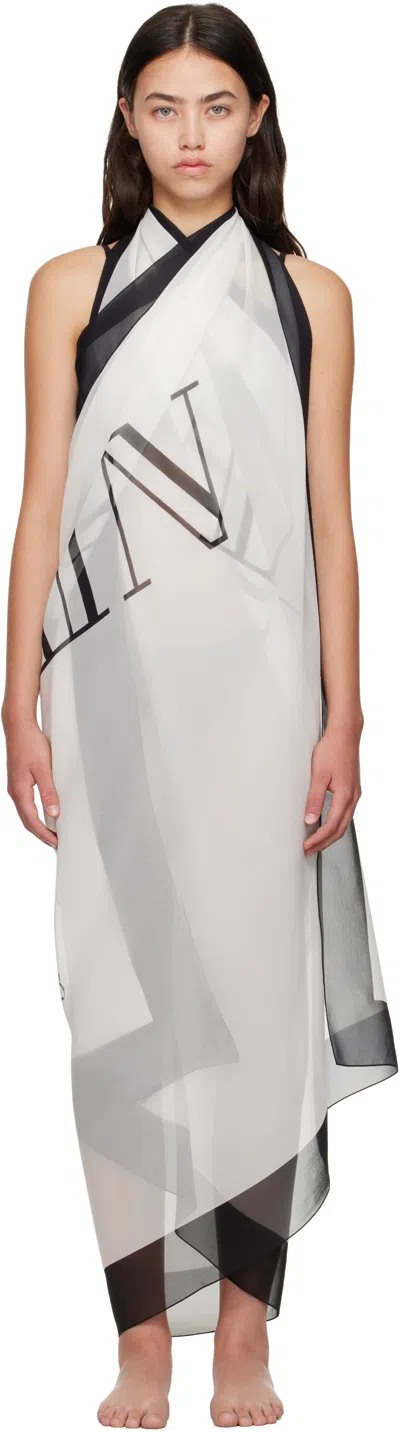 Balmain White Two-tone Printed Beach Cover-up Dress In Multi