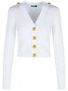 Balmain White Viscose Blend Cardigan In White
