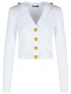 Balmain White Viscose Blend Cardigan In White
