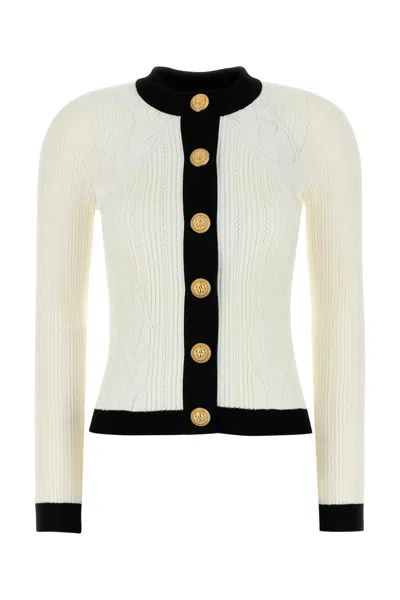 Balmain Two-tone Cardigan In Gray