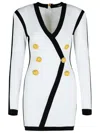 Balmain Viscose Blend Dress Contrast Trim In White