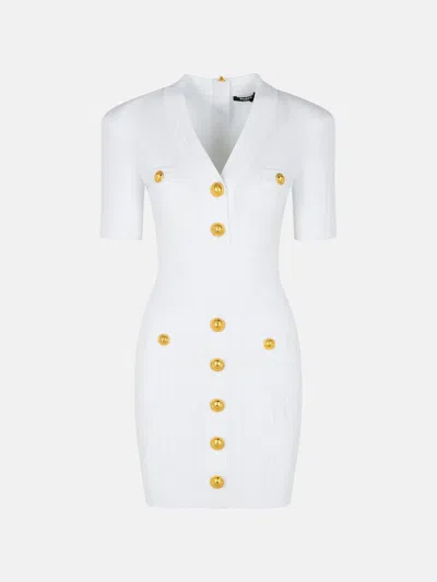 Balmain White Viscose Blend Dress