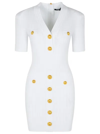 BALMAIN BALMAIN WHITE VISCOSE BLEND DRESS