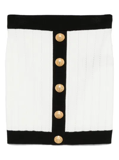 BALMAIN WHITE VISCOSE BLEND MINI SKIRT
