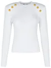 Balmain Crew-neck Sweater With Buttons In White