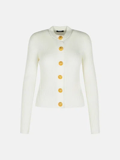 BALMAIN WHITE VISCOSE BLEND SWEATER