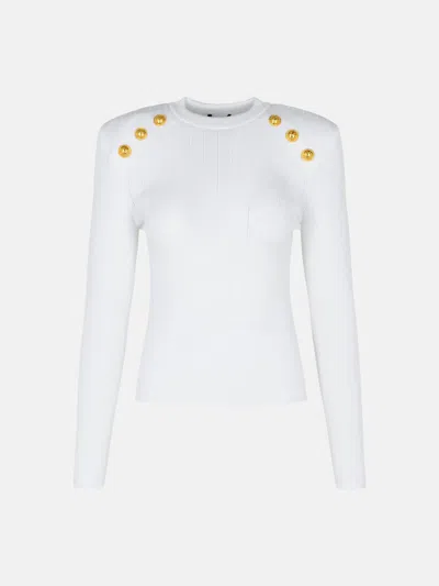 Balmain White Viscose Blend Sweater