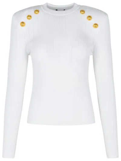 BALMAIN BALMAIN WHITE VISCOSE BLEND SWEATER