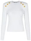 Balmain Crew-neck Sweater With Buttons In White
