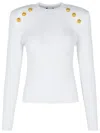 Balmain Crew-neck Sweater With Buttons In White