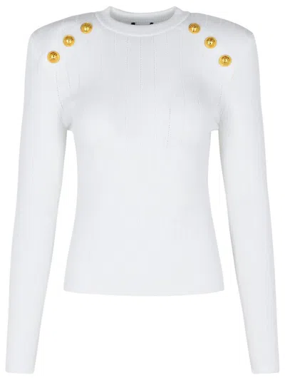 BALMAIN BALMAIN WHITE VISCOSE BLEND SWEATER