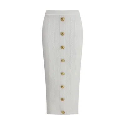 BALMAIN BALMAIN WHITE VISCOSE MIDI WOMEN'S SKIRT