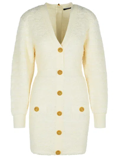 Balmain White Wool Blend Dress Women