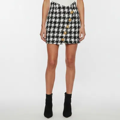 Pre-owned Balmain White/black Houndstooth Tweed Mini Skirt S
