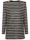 Balmain Sequined Stripe Mini Dress In White