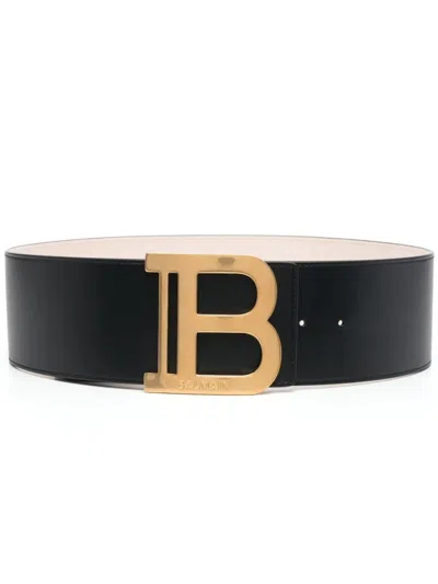 Balmain Wide Black Leather Belt