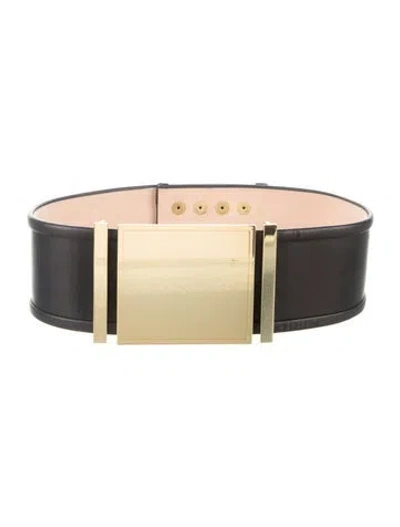 Pre-owned Balmain Wide Leather Belt In Black