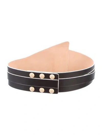 Pre-owned Balmain Wide Leather Belt Kit In Black