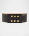 Balmain Wide Leather Belt W/ Couture Pins In 0en Noir Vintage Brass
