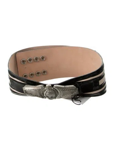 Pre-owned Balmain Wide Leather Waist Belt In Black