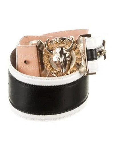 Pre-owned Balmain Wide Leather Waist Belt In Black