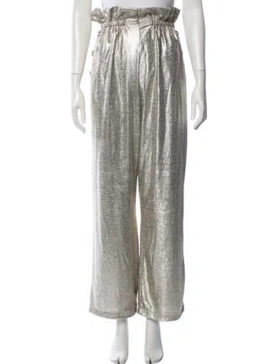 Pre-owned Balmain Wide Leg Pants In Gold/metallic