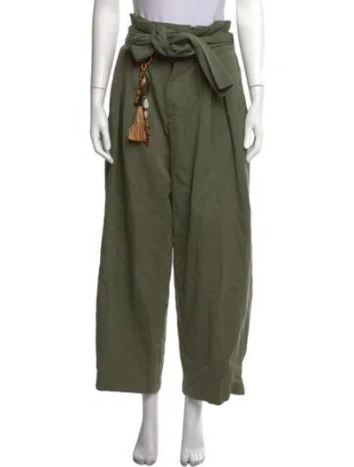 Pre-owned Balmain Wide Leg Pants In Green