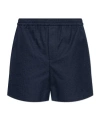 Balmain Small Monogram Cotton Pyjama Shorts In Blue