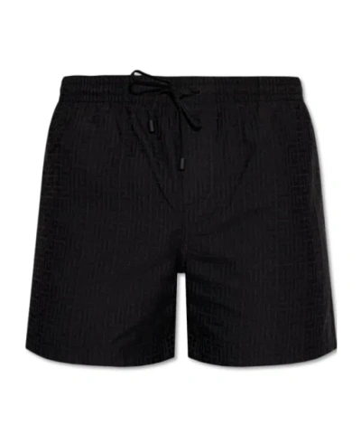 Balmain Wide-leg Swimming Trunks In Black