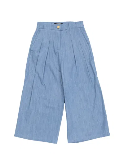 Balmain Kids' Wide-leg Trousers In Blue