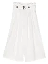 Balmain Paperbag-waist Wide-leg Trousers In Cream