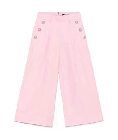 Balmain Kids' Wide-leg Trousers In Pink