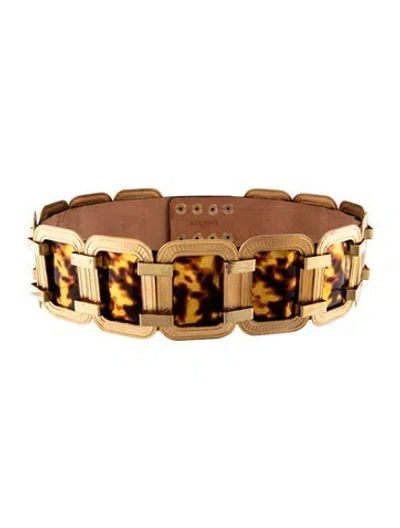 Pre-owned Balmain Wide Patent Leather Waist Belt In Brown