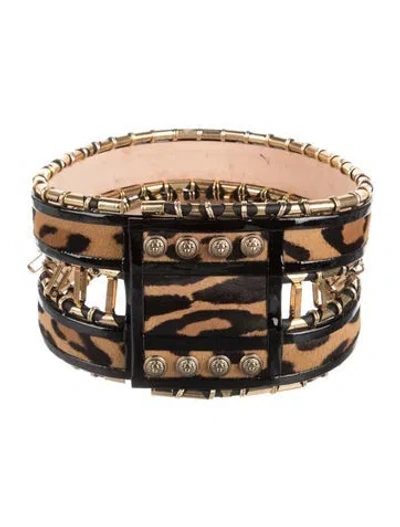 Pre-owned Balmain Wide Ponyhair Belt In Neutral